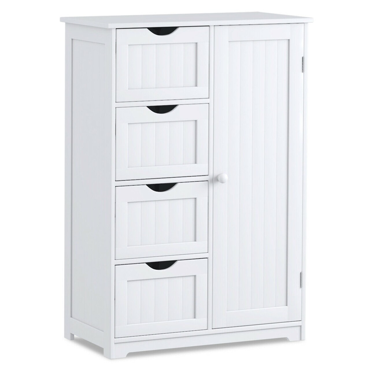 Modern MDF Storage Cabinet with 4 Drawers and Adjustable Shelf Ideal for Bathroom or Bedroom